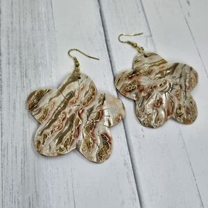 Elegant Statement Red Abalone Flower Shaped Earrings.